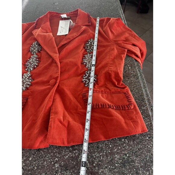 Vintage 90s Beaded Sequence Red Blazer Jacket The Look Randolph Duke Size14NWt - Picture 10 of 10